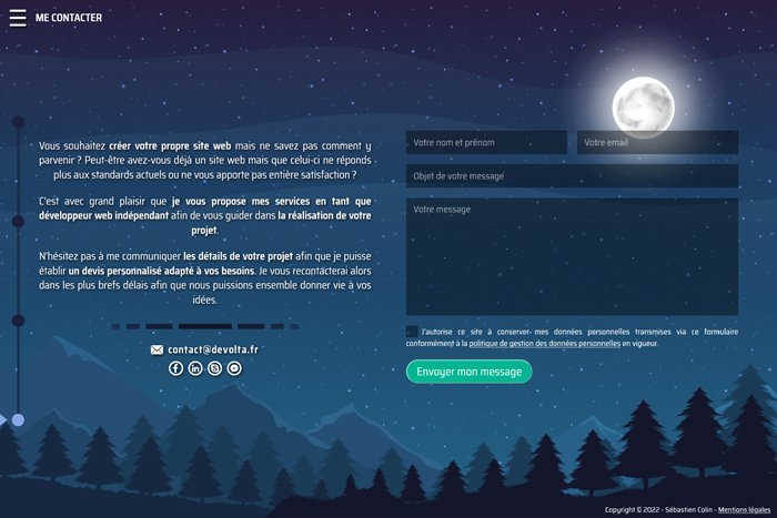 Capture d'écran du site web Devolta