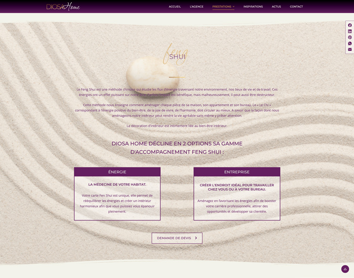 Capture d'écran du site internet Diosa Home