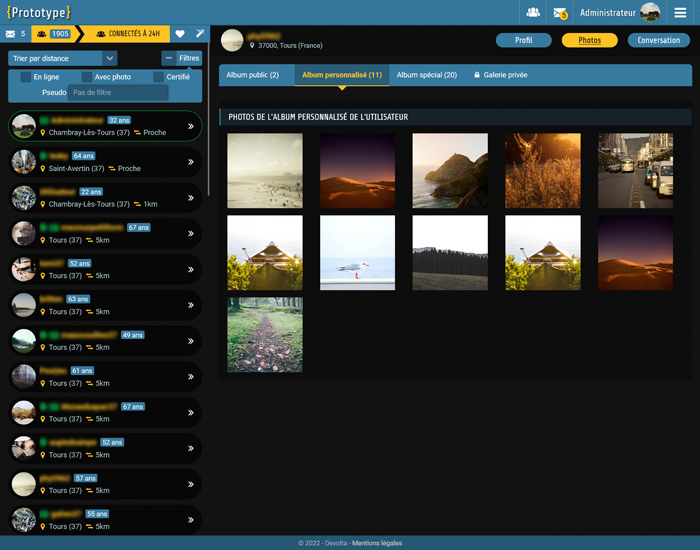 Capture d'écran de l'interface de dialogues