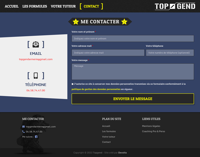 Capture d'écran du site internet TopGend
