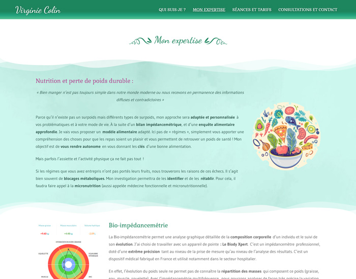 Capture d'écran du site internet de Virginie Colin